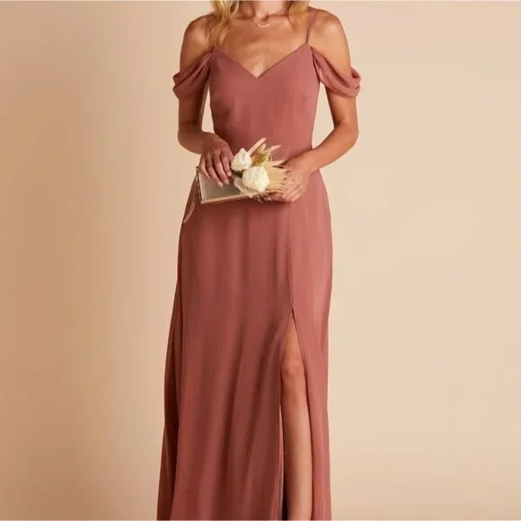 sachin and babi light blue dress B243008_Stunning Poly Chiffon A-line Boho Gown with Halter Neckline and  Open Tie Back main image 1